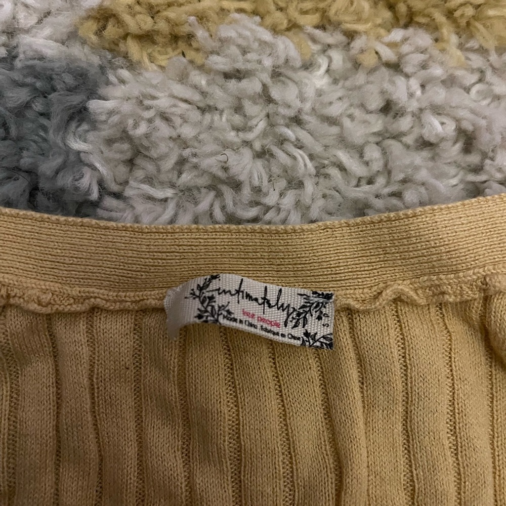 Free People Ribbed Button-Front Tank Top - Cream - Picture 3 of 4